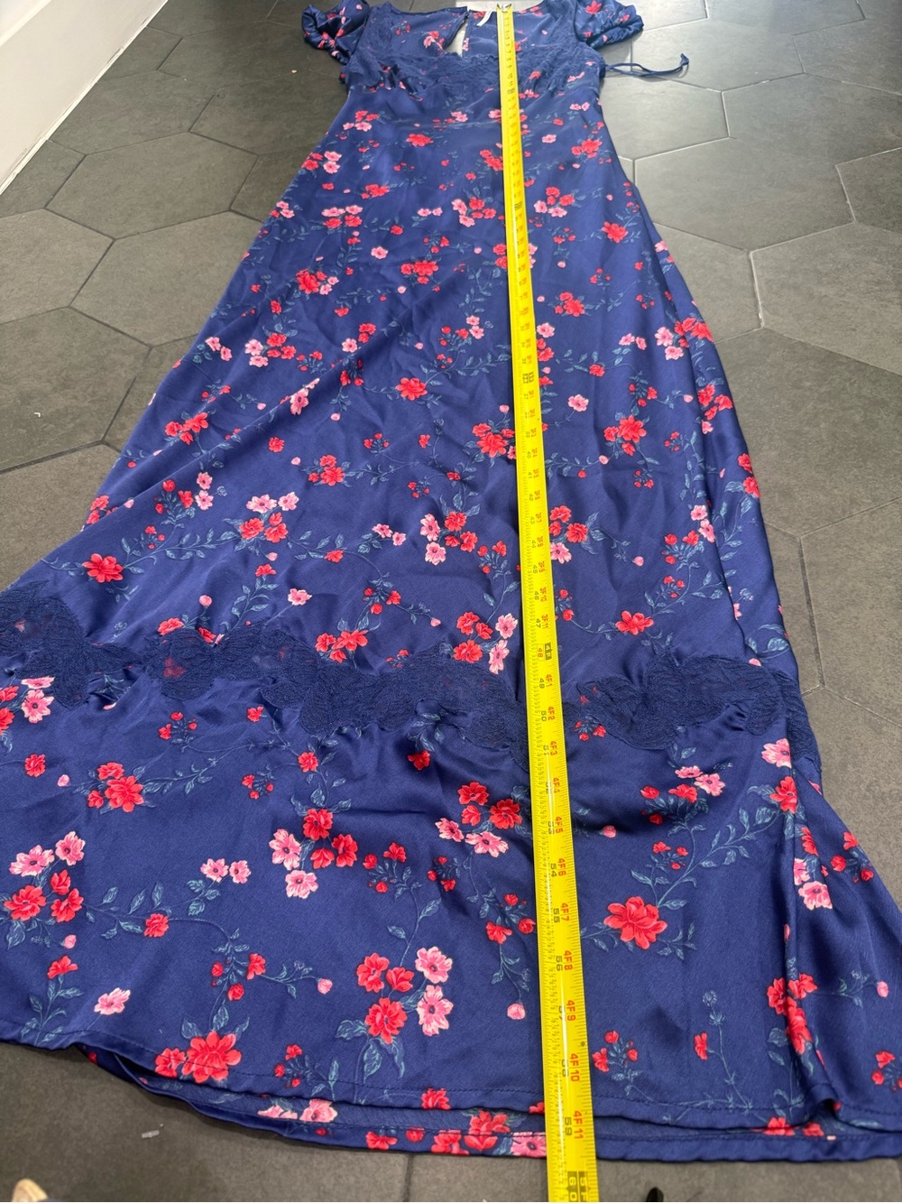 Free People Navy Maxi Dress with Red Floral Print - Picture 7 of 10
